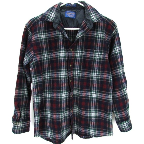 Pendleton Other - Pendleton Wool Flannel Shirt Boys MEDIUM Button Down Plaid Single Pocket